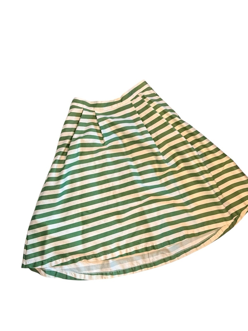 Modcloth Green and White Striped Circle Skirt